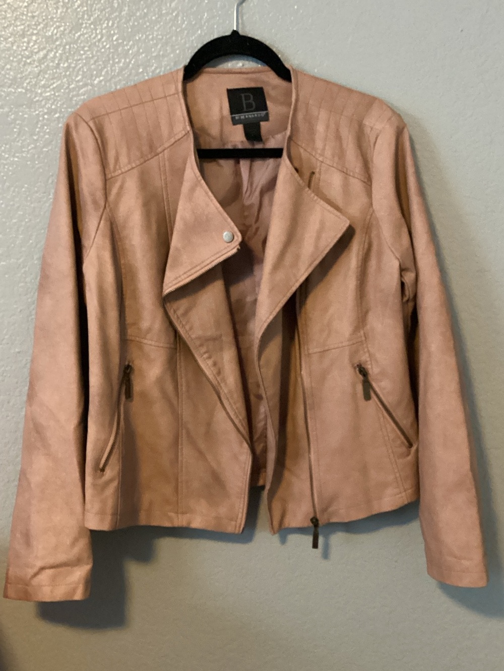 B By Bernardo Blush Pink Faux Leather Moto Jacket